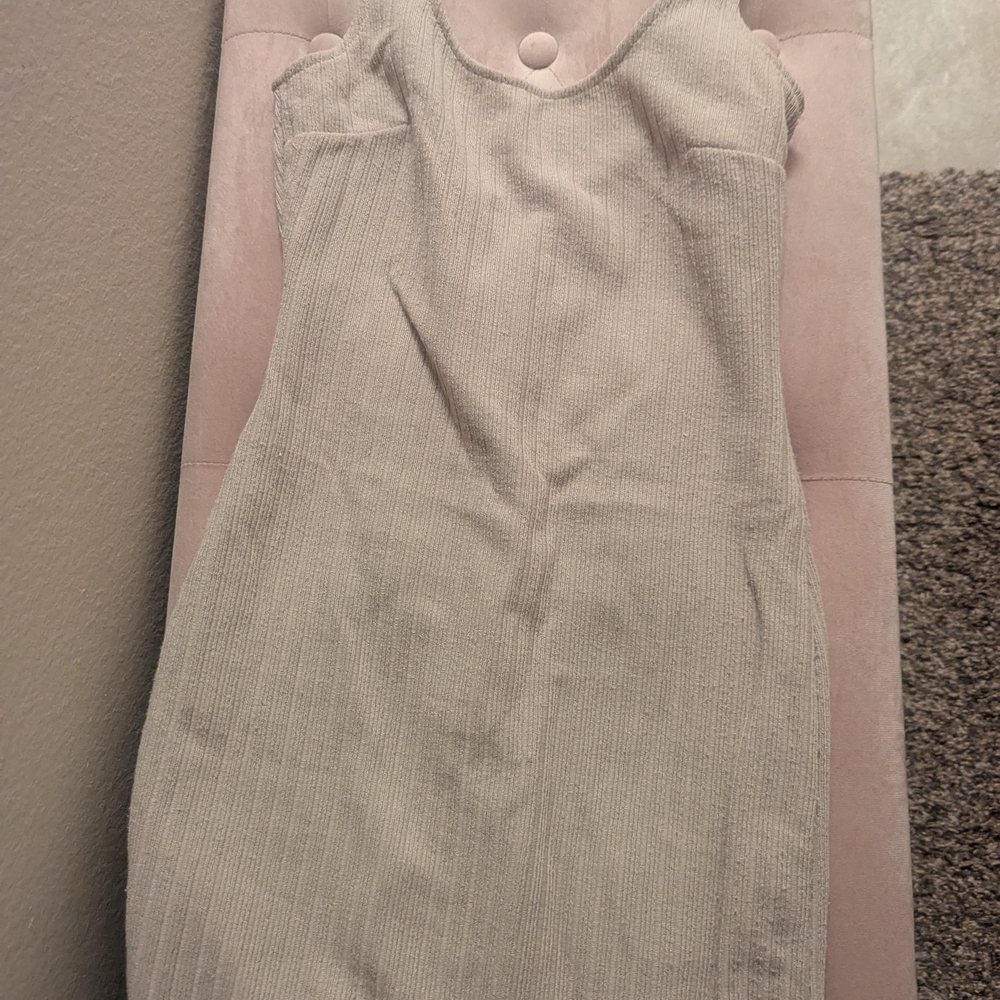 Beige Sleeveless Knit Dress